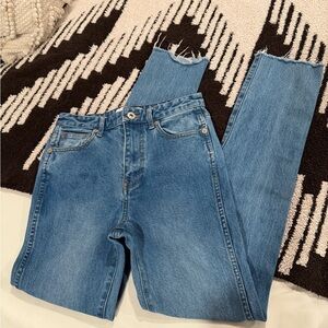 Something Navy Perfect Light Blue Frayed Slit Ankle Jeans (0)